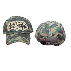 DISTRESSED CAMO 'LOVE GOD LOVE PEOPLE' CAP